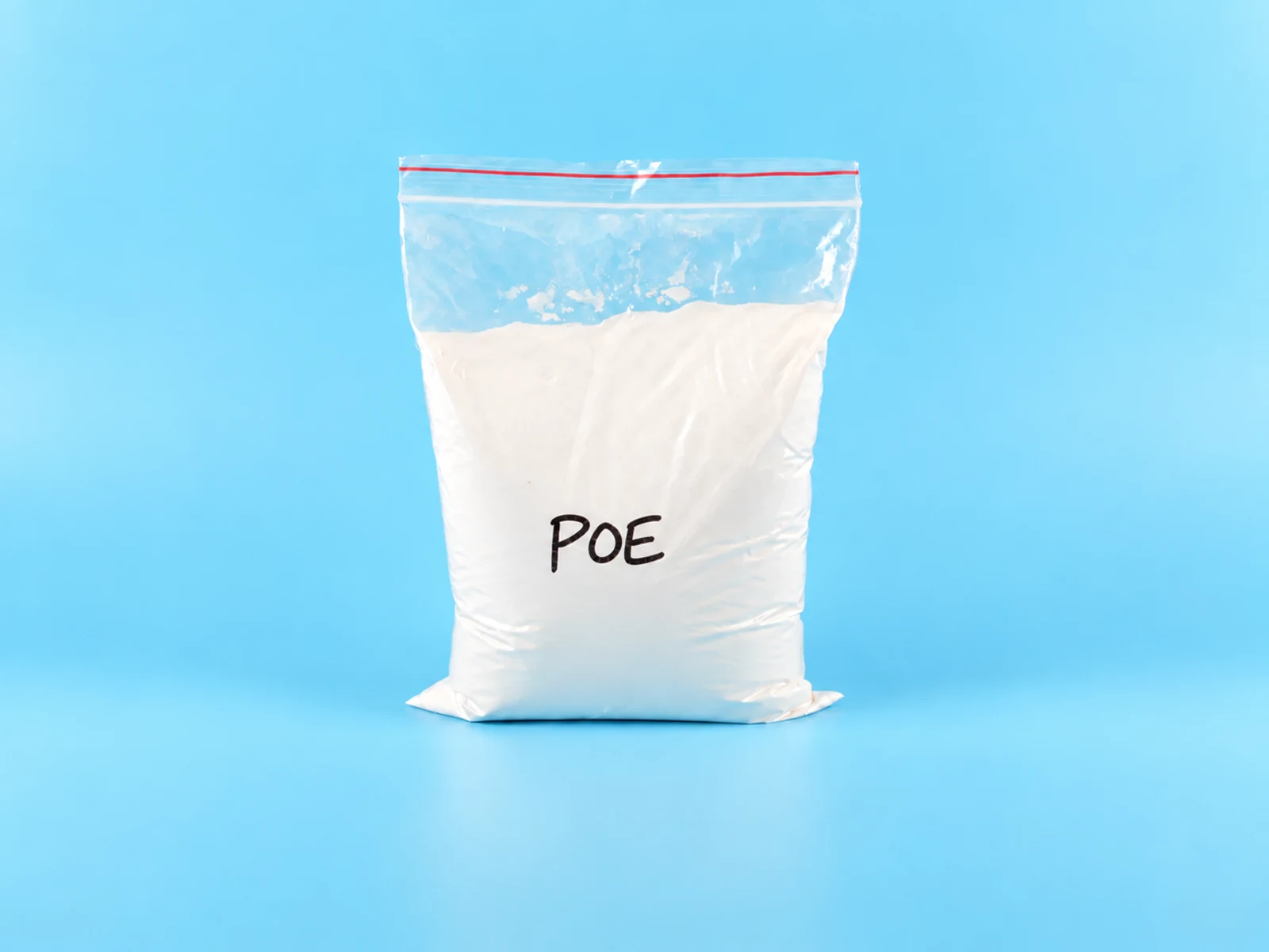 POE impact modifier granules in a labeled sample bag