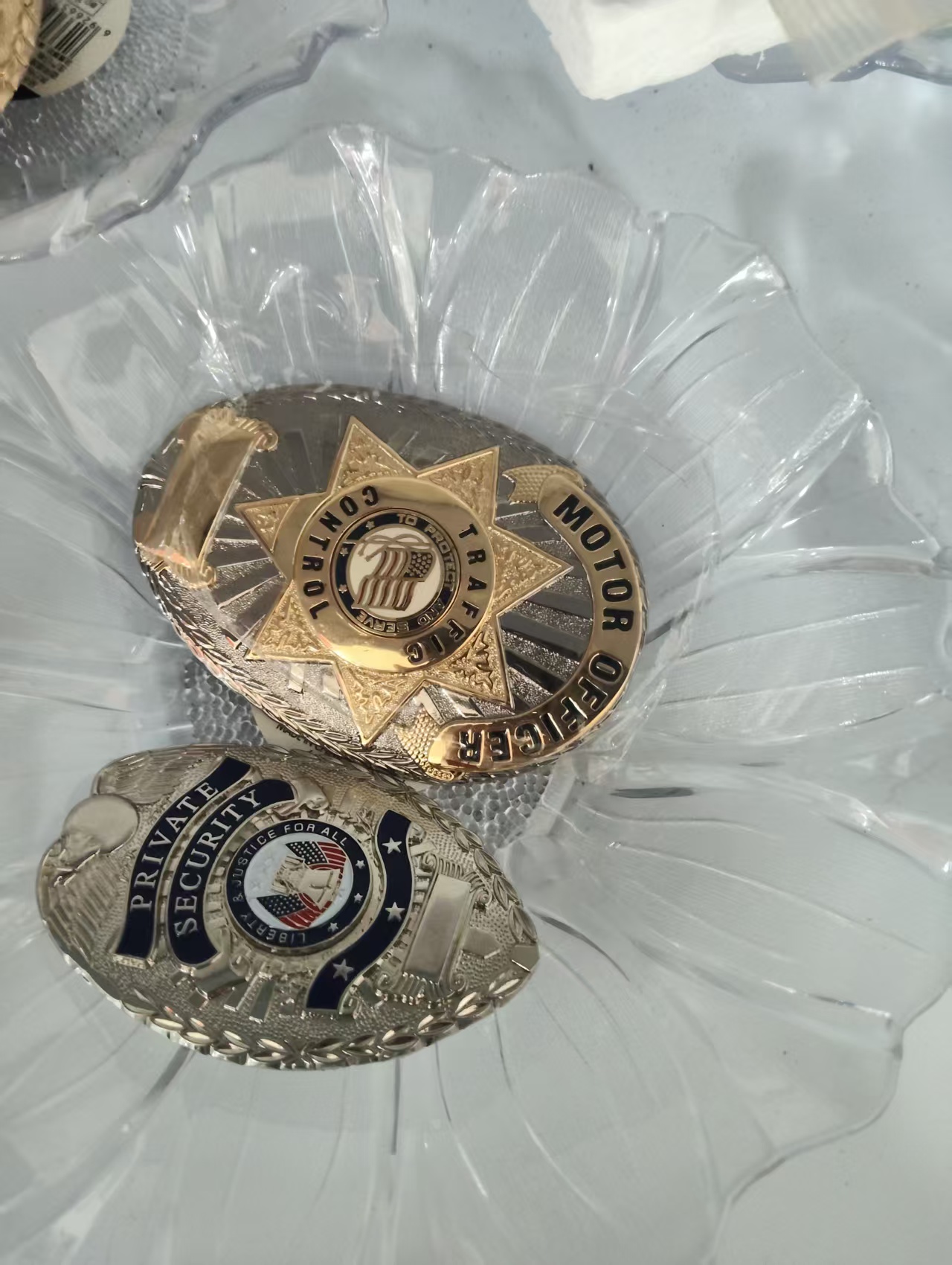 Metal badge samples