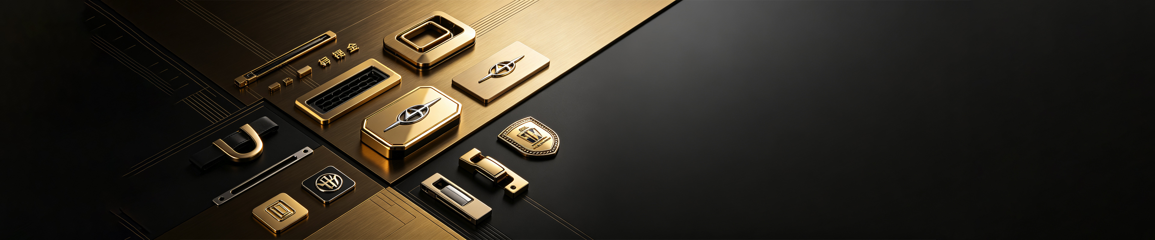 Gold and black hardware display