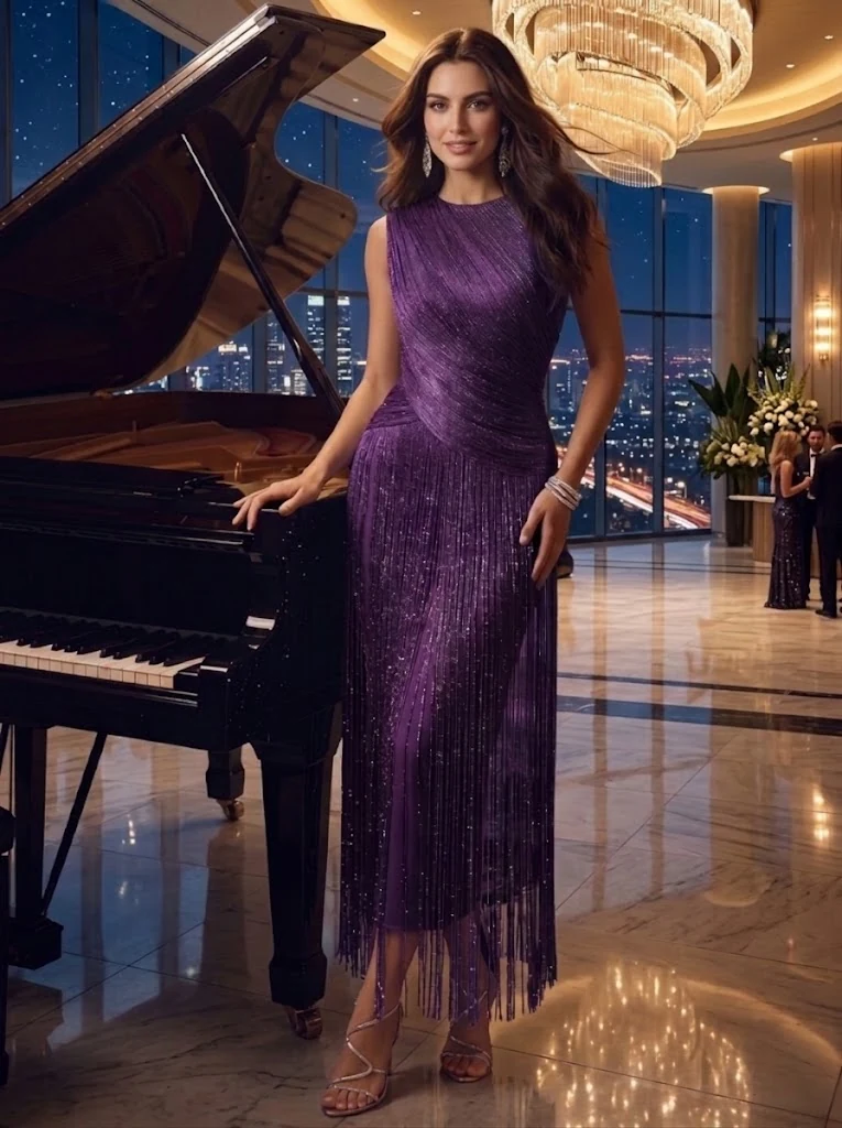 Purple Fringe Maxi Dress thumbnail 2