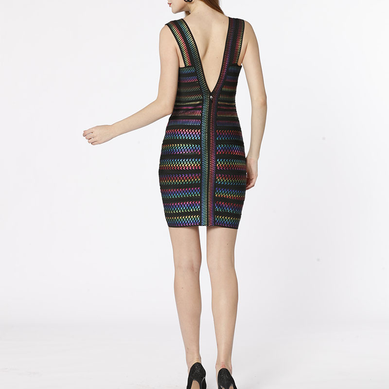 Custom Black Backless Bling Foil Elegant Bandage Dress - Image 1