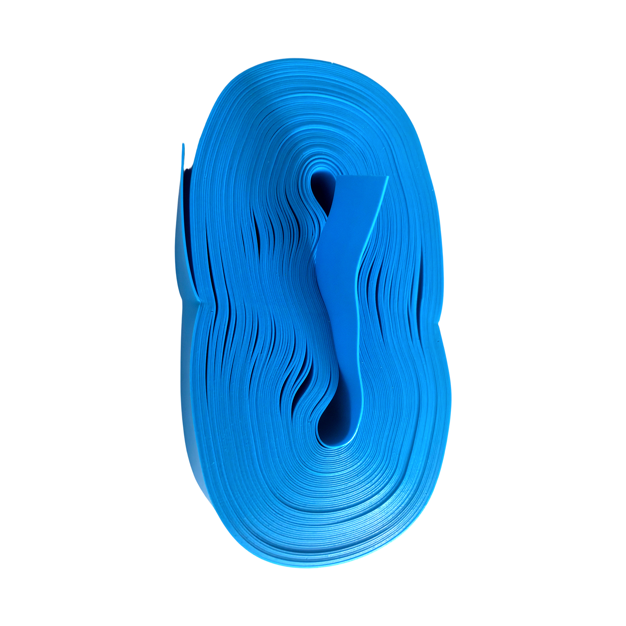 Folded bundle of blue disposable tourniquet strips