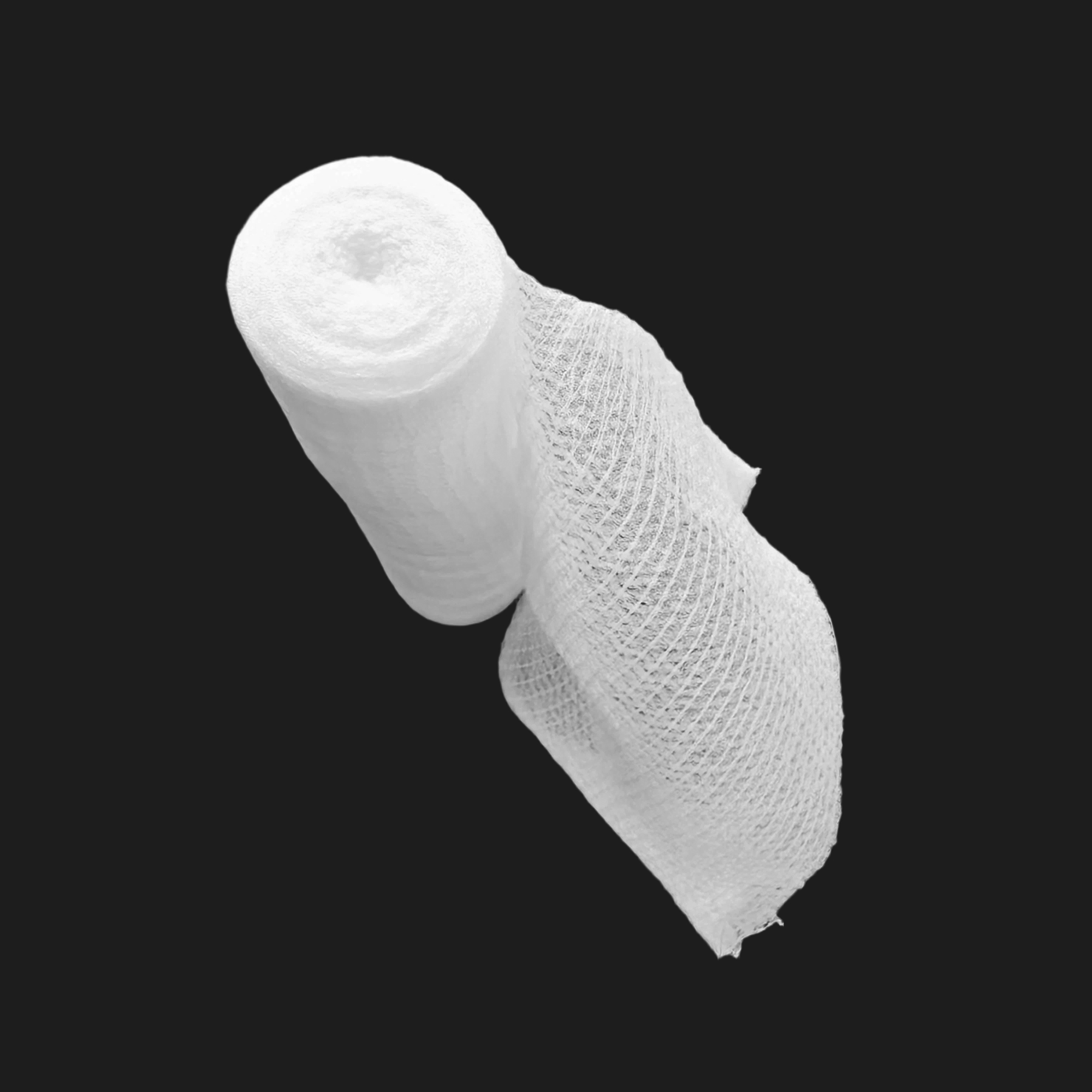 White PBT bandage roll with a short length extended