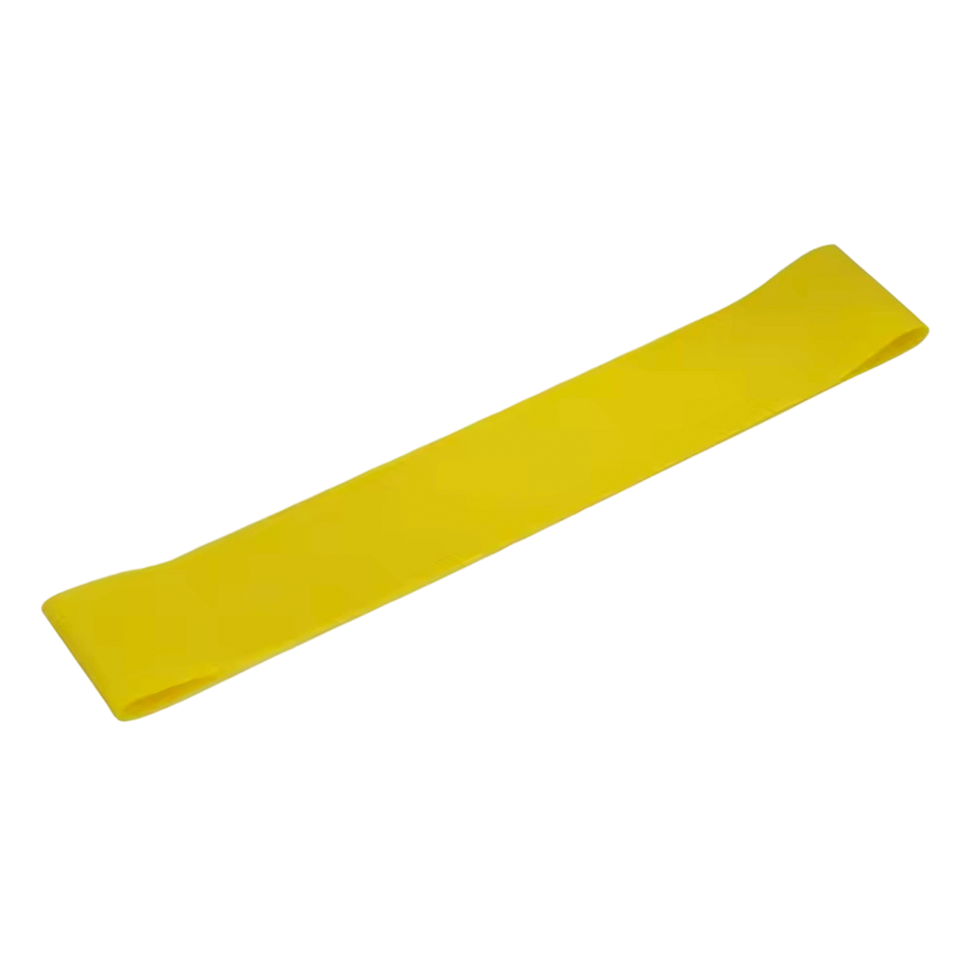Yellow closed-loop TPE resistance band on a white background