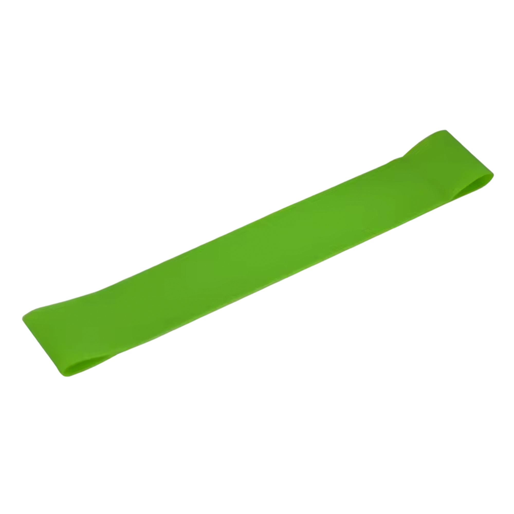 Green closed-loop TPE resistance band on a white background