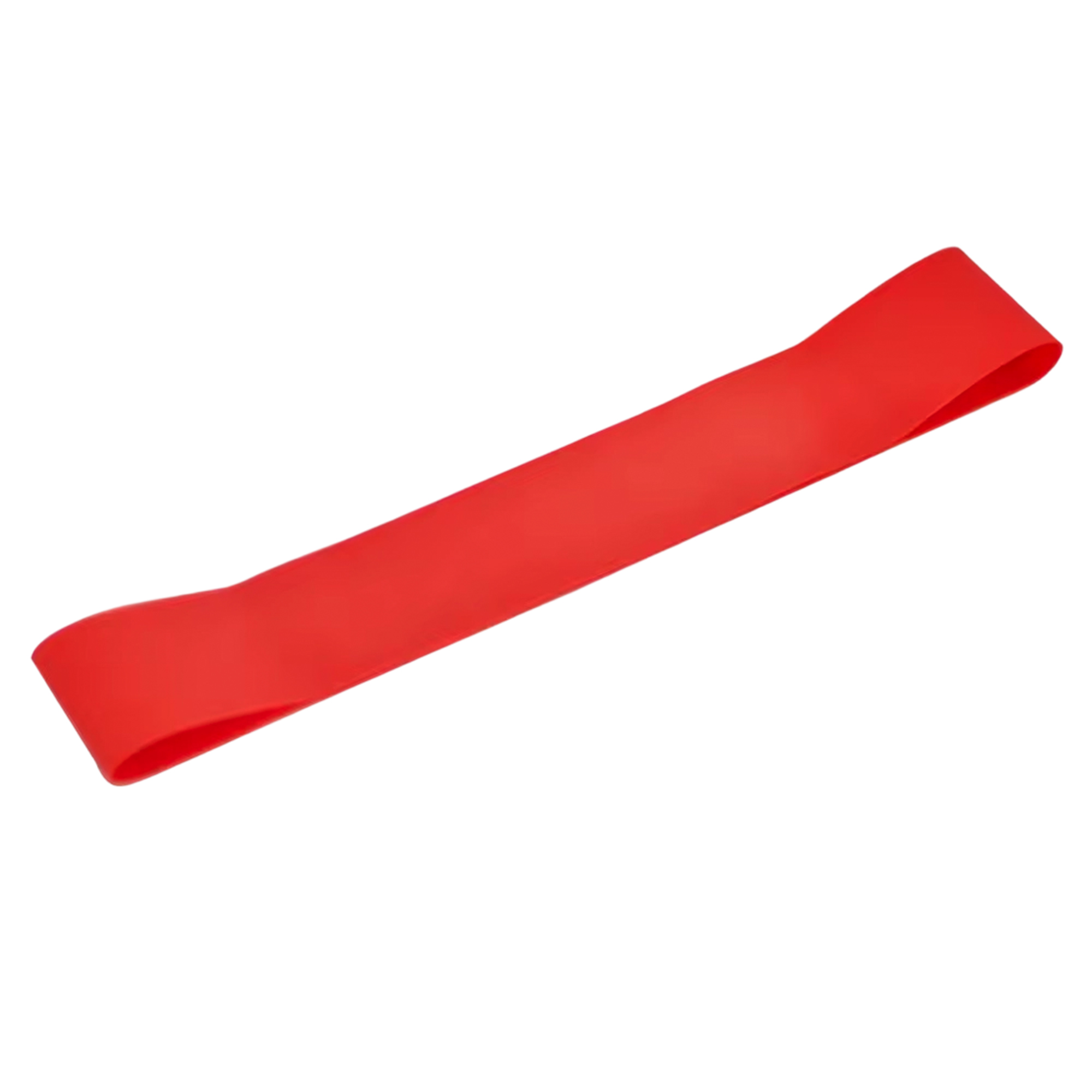 Red closed-loop TPE resistance band on a white background