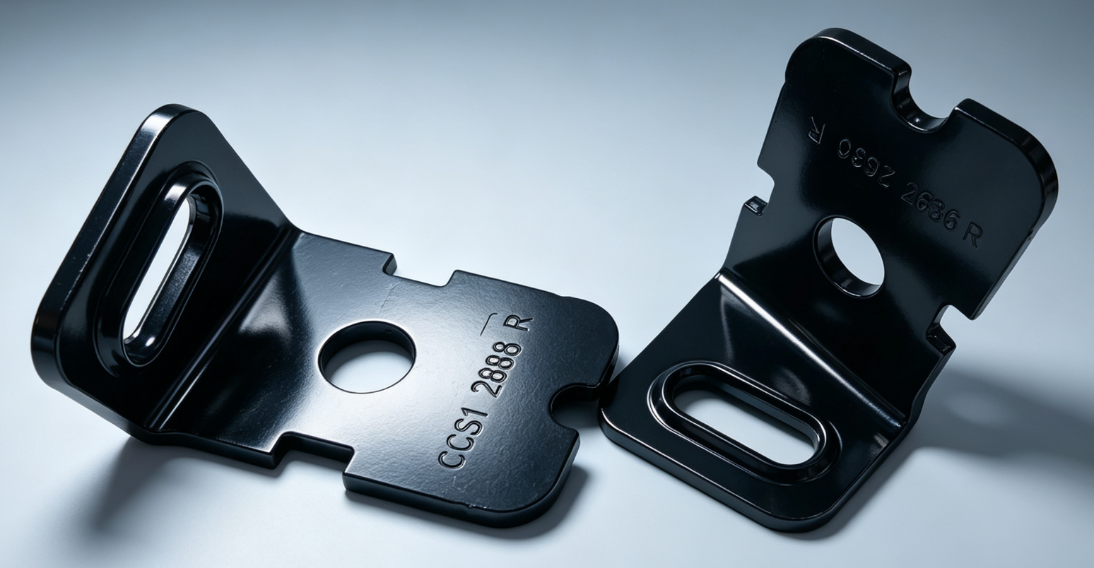 Long stamped metal bracket with offset bends, slots and a rolled end feature