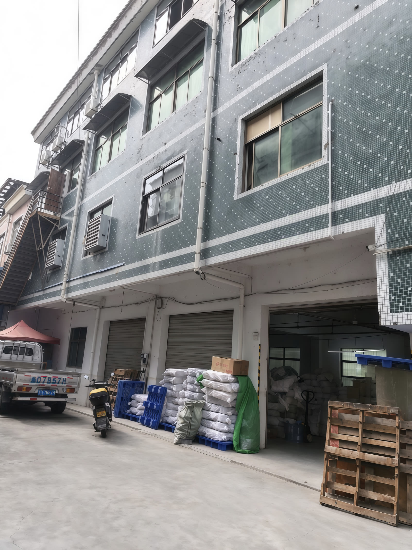 Factory building and loading area