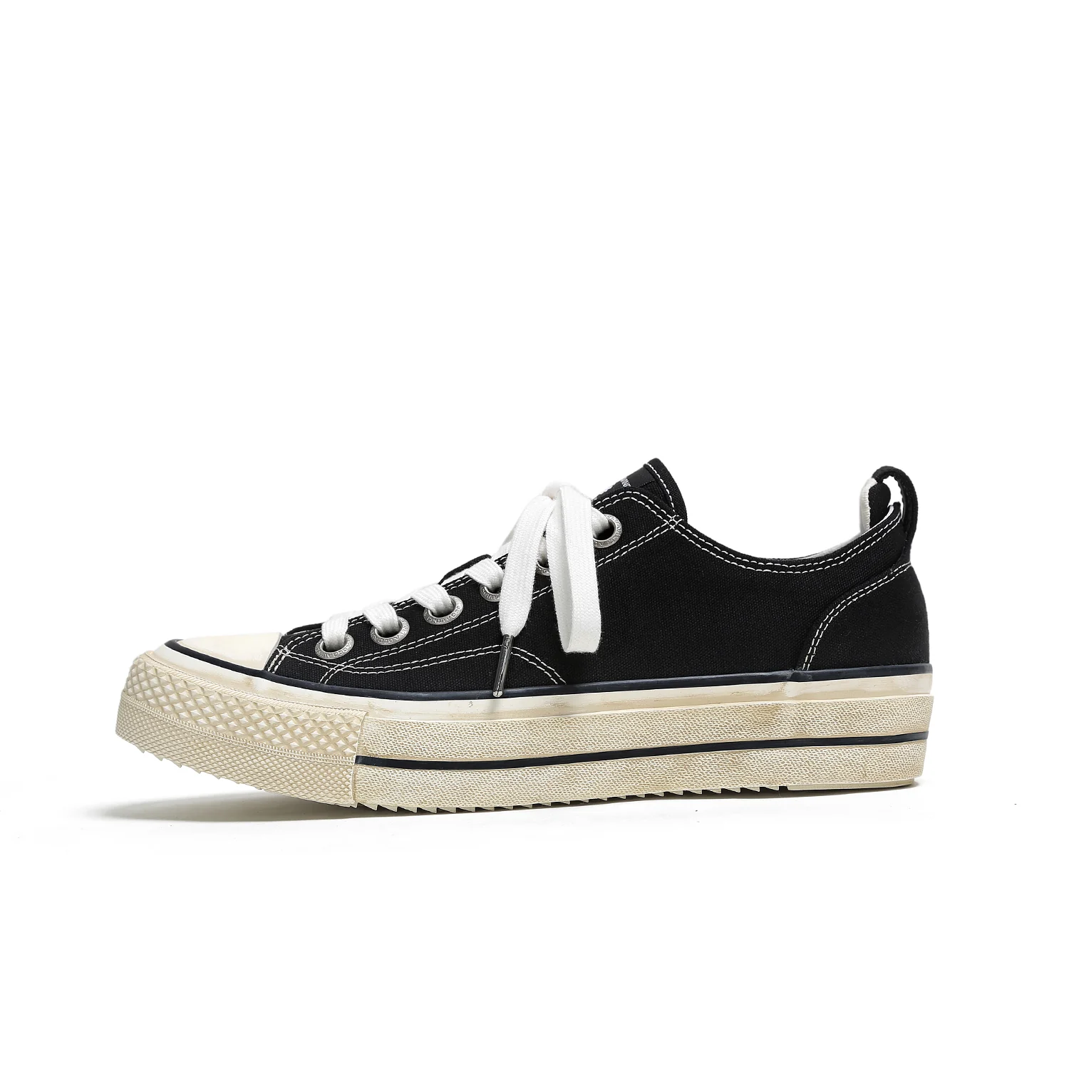 ADC379 Distressed Black Canvas Shoe — customer supplied product photograph