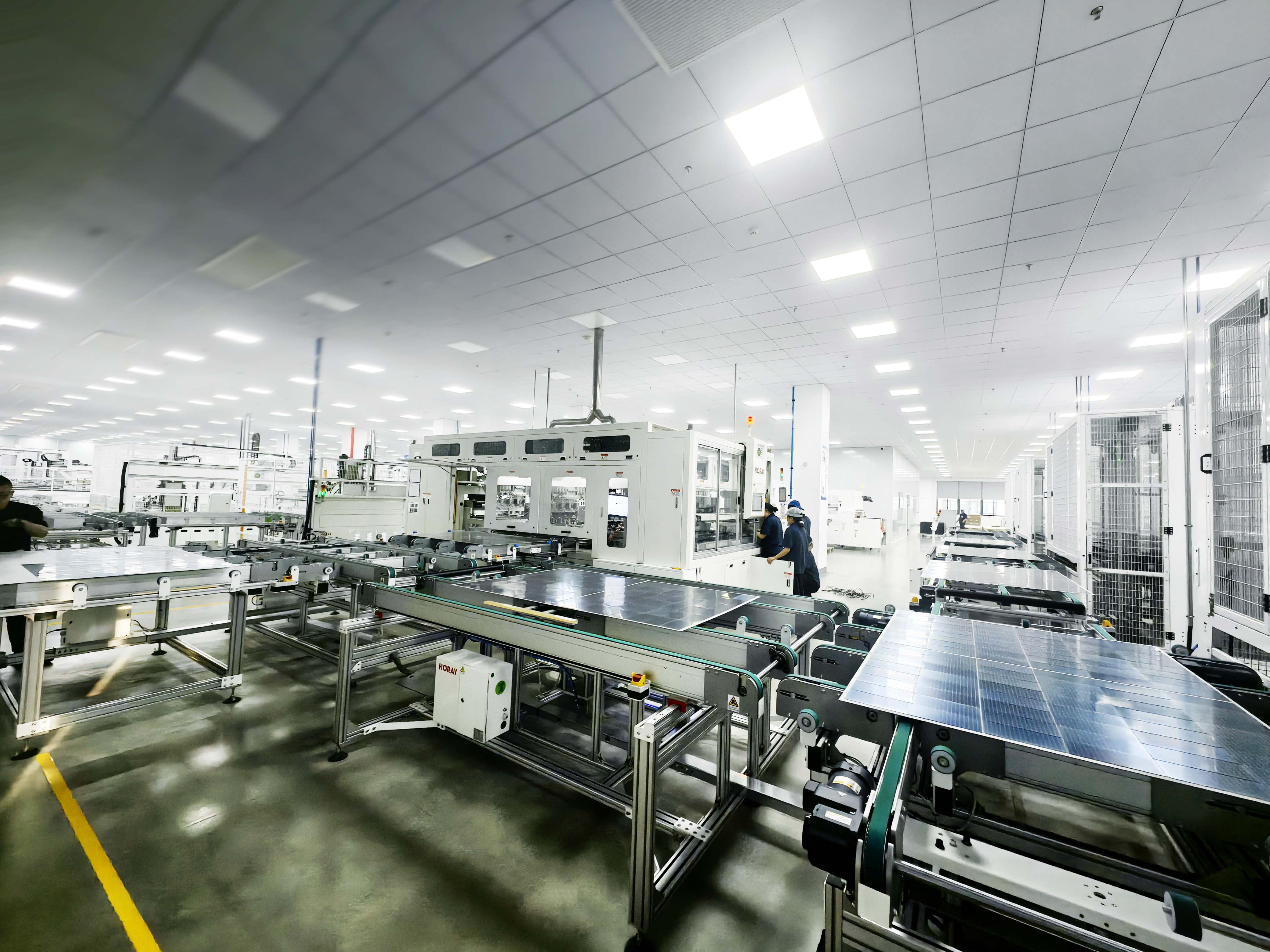 Customer-supplied photograph of the solar module production line.
