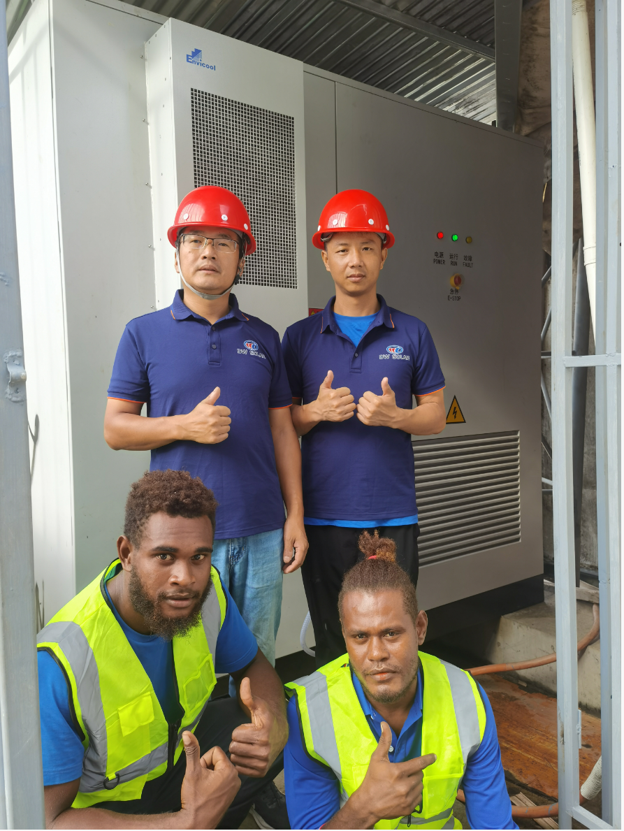 Customer-supplied photograph of the aj mall solar-storage project from the company presentation.