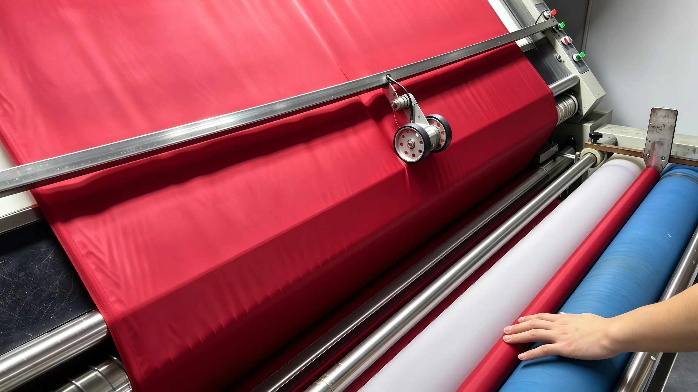 Fabric rolls arranged in the customer supplied warehouse photograph