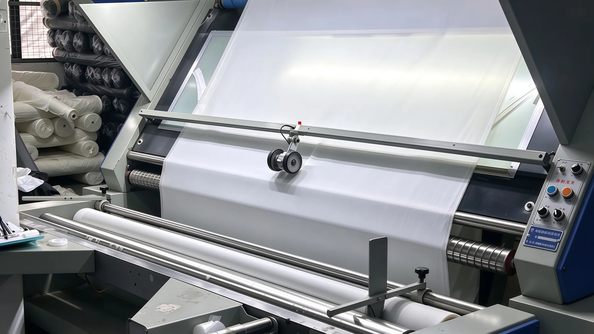 Fabric rolls arranged in the customer supplied warehouse photograph