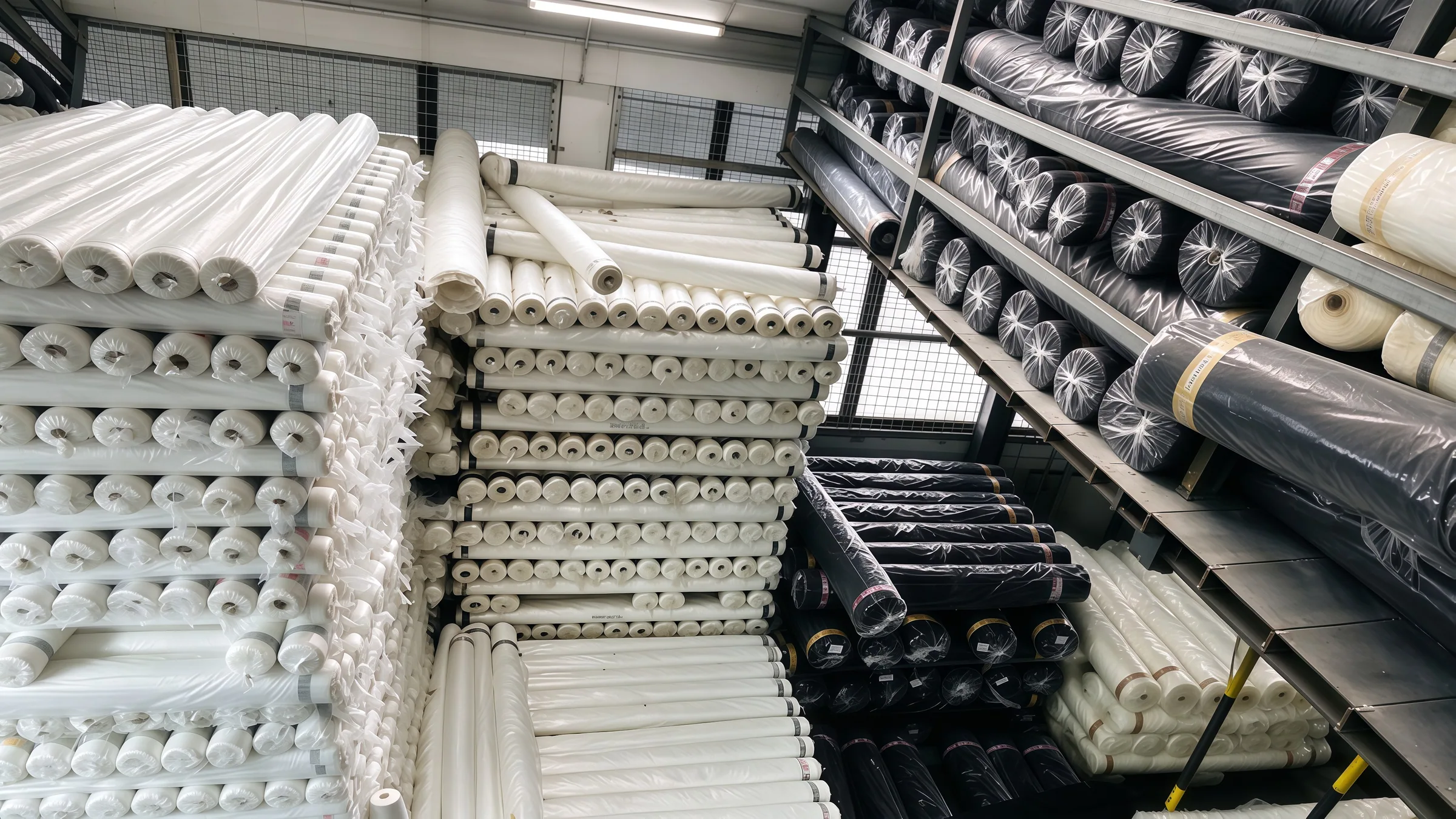 Fabric rolls arranged in the customer supplied warehouse photograph