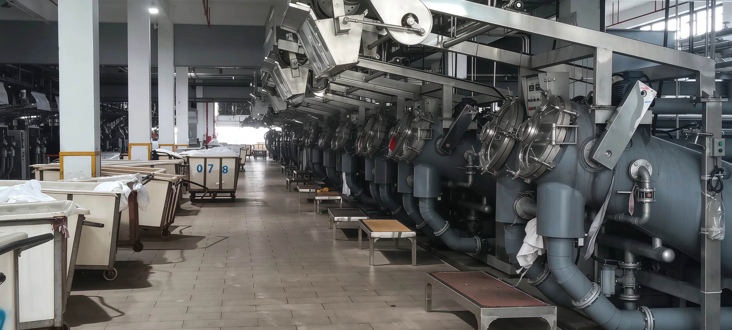 Customer supplied view of textile equipment and fabric handling