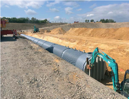 Pipe section placed along the installation route.