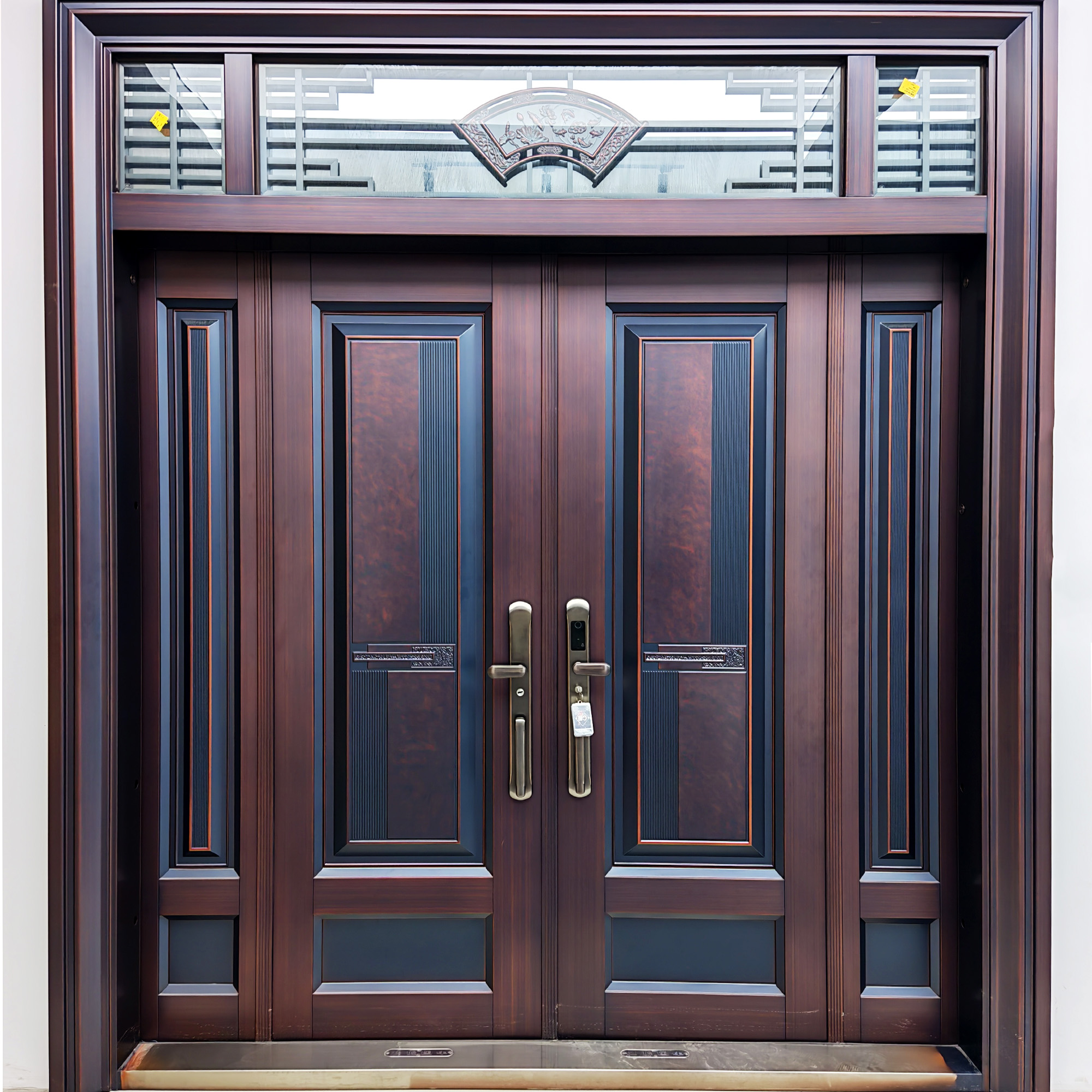 10 cm Zinc Alloy Door Series — Reinforced panel doors with copper roundel inlay