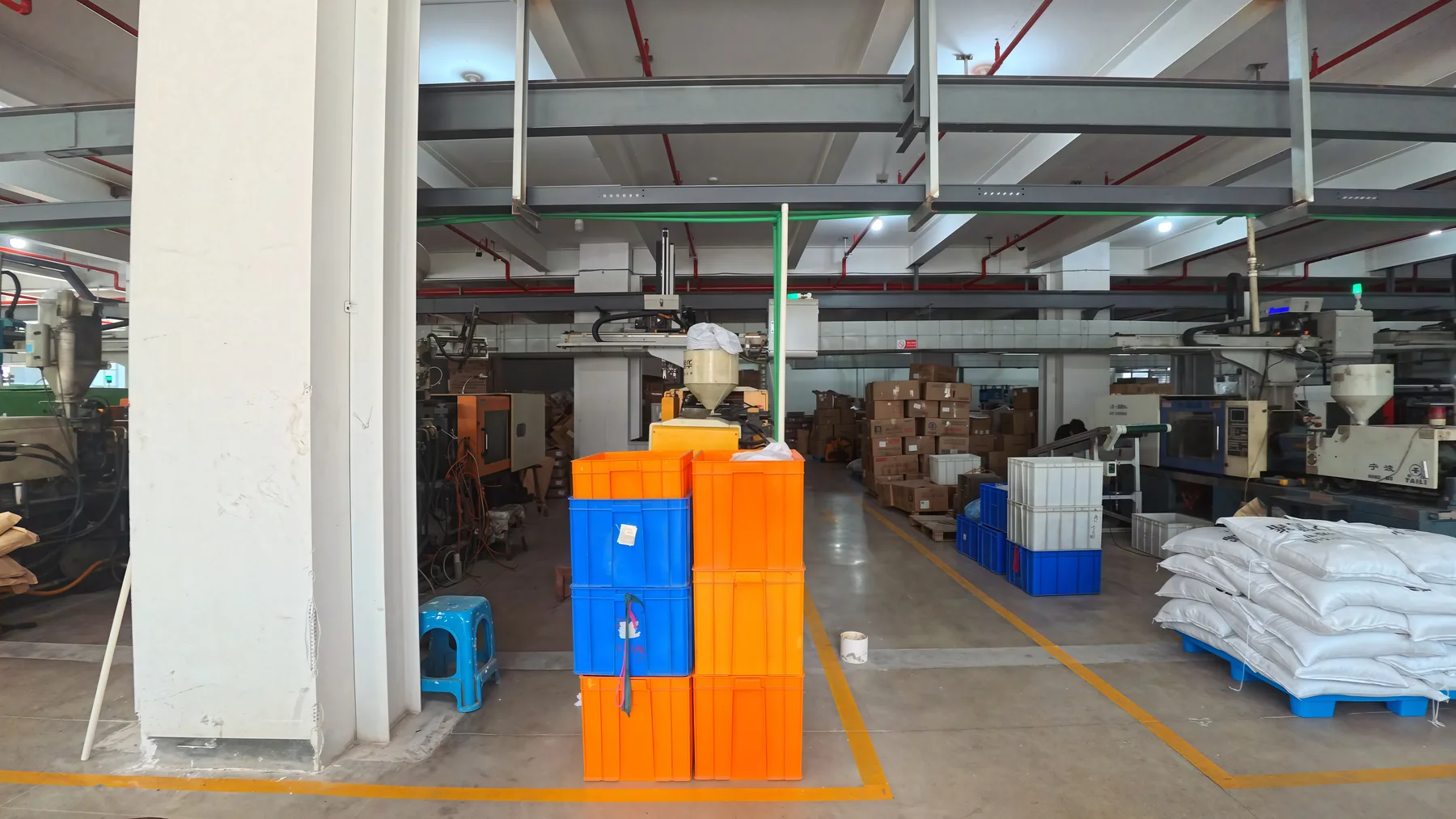 Overview of machine layout across a workshop floor