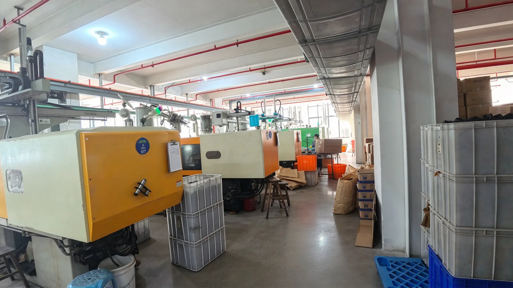 Wide view of production machines in a workshop