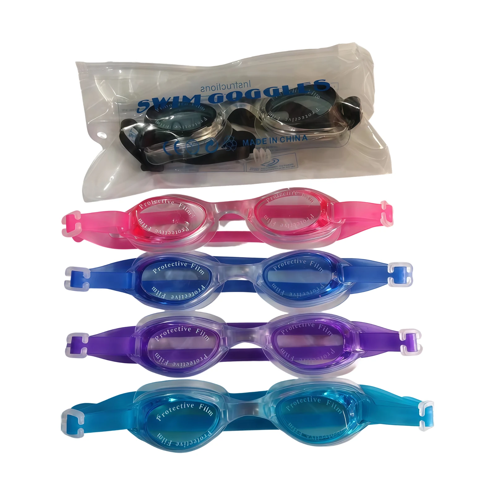 Complete view of swim goggles model pe1600