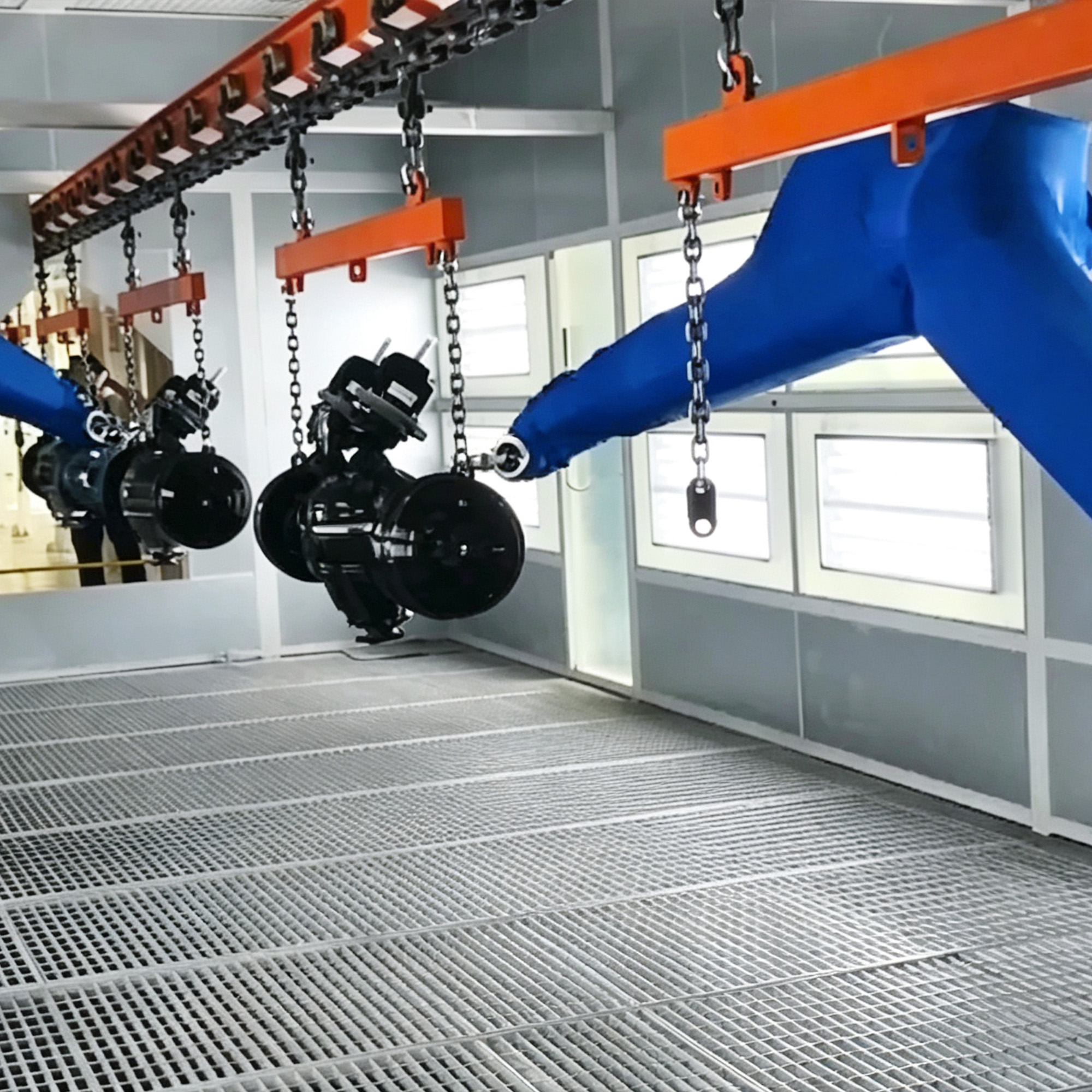 Suspended Conveyor Robotic Parts Painting System by OMJX