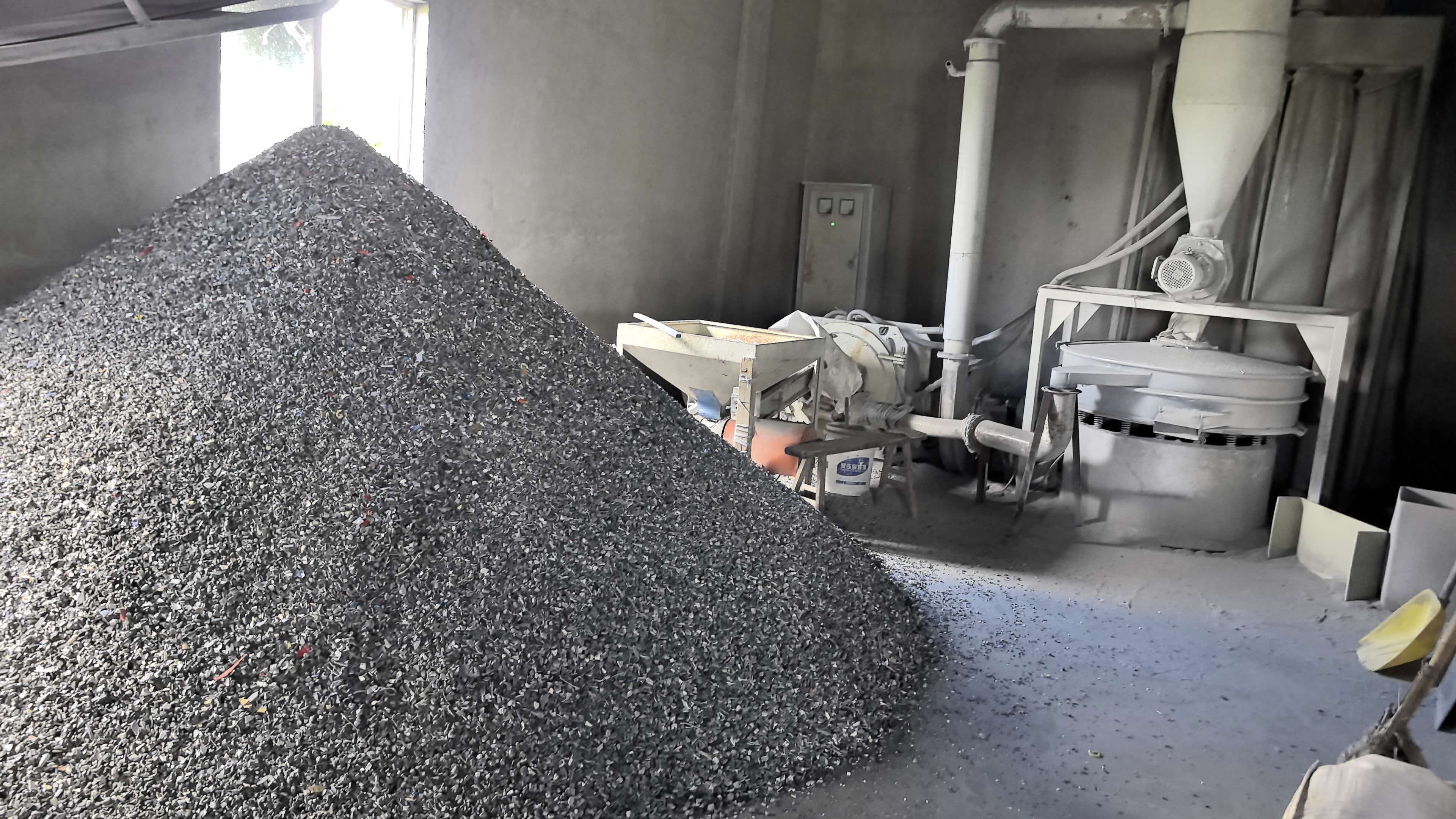 PVC granule feedstock in the production area