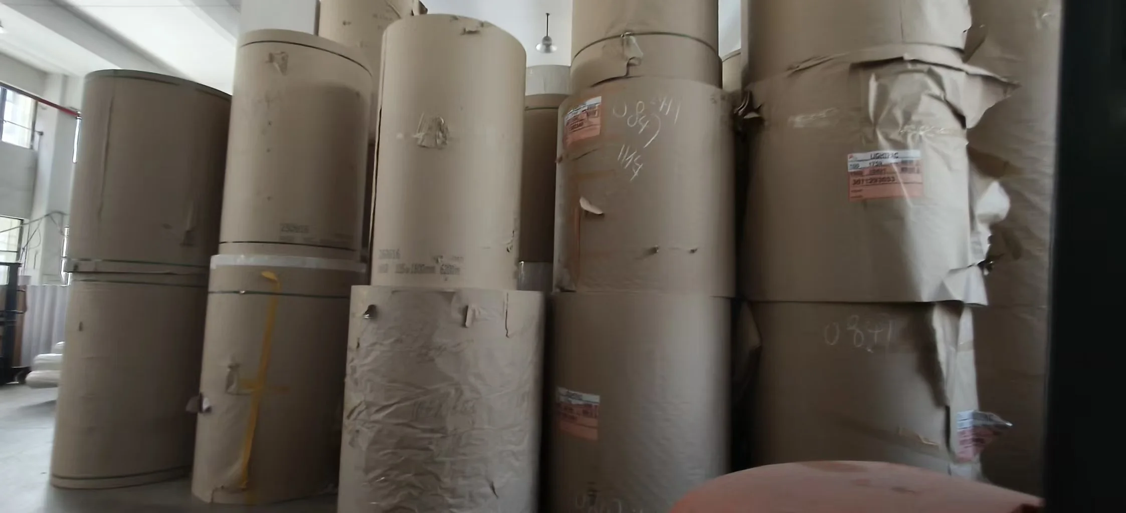 Wrapped rolls in storage