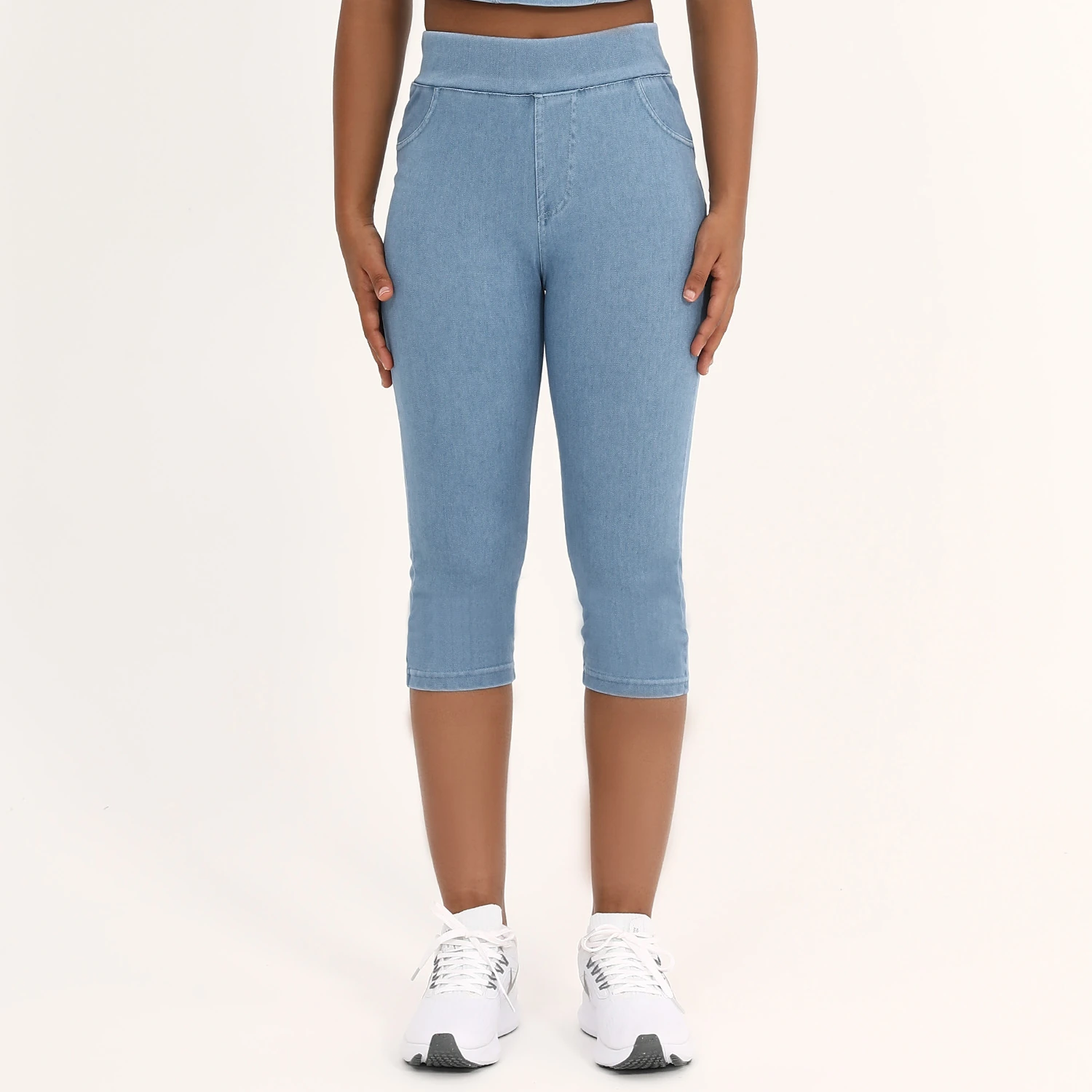 NZ7704 Denim-look capri leggings