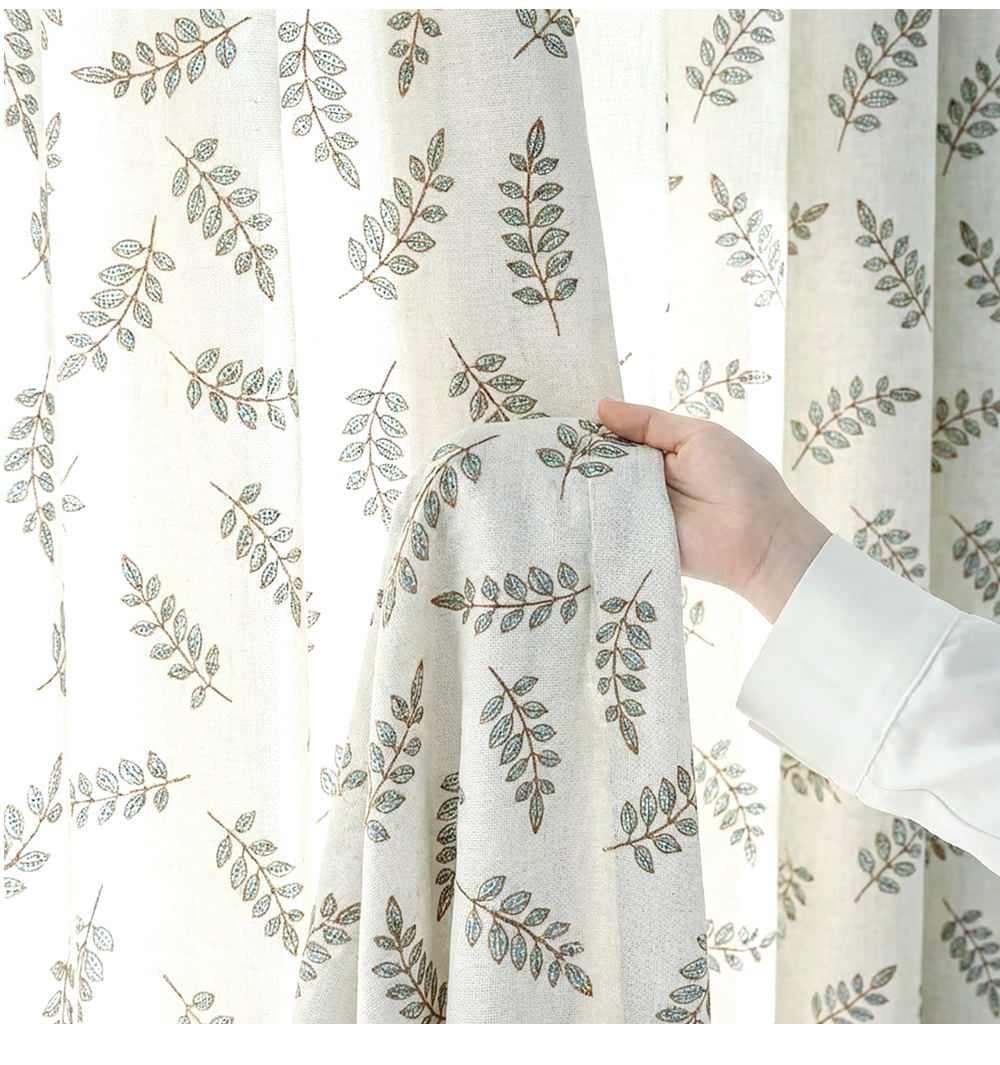 Printed Linen & Rainbow Sheer Custom Curtains detail 15