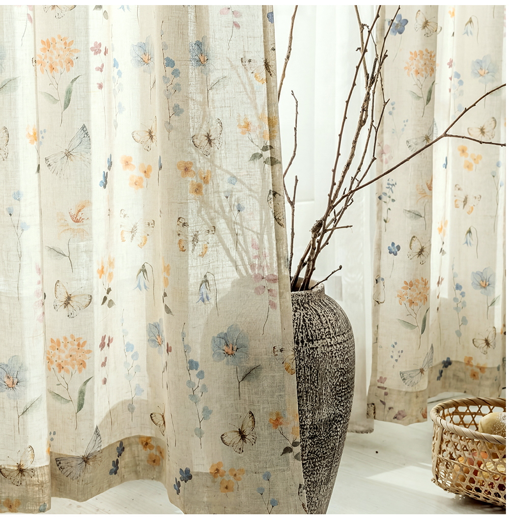 Printed Linen & Rainbow Sheer Custom Curtains detail 21