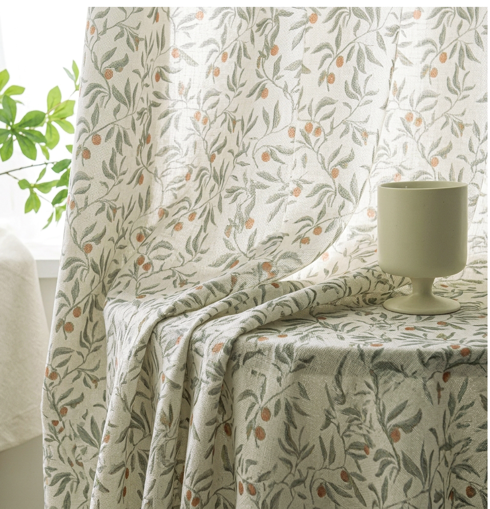 Printed Linen & Rainbow Sheer Custom Curtains detail 27