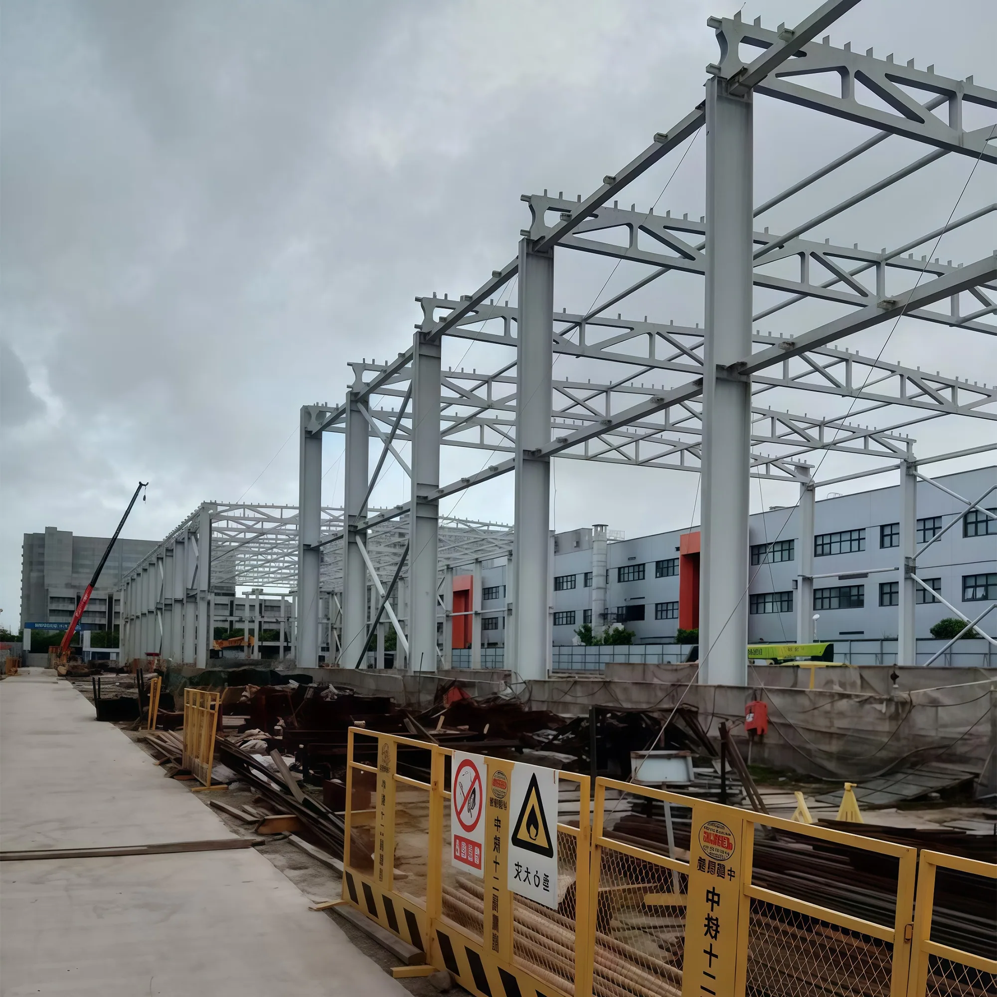 Steel structure and enclosure at the Pudong Airport project