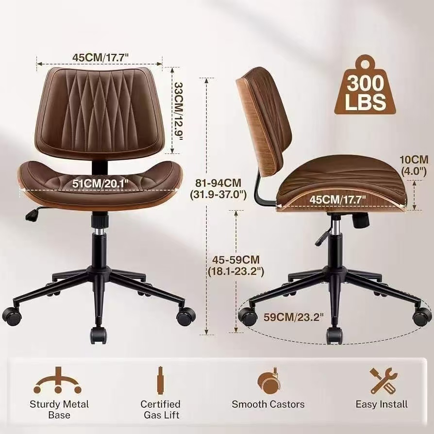 Curved-Wood Office Chair