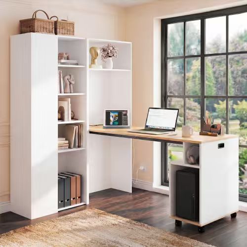 L-Shaped Corner Desk with Shelving