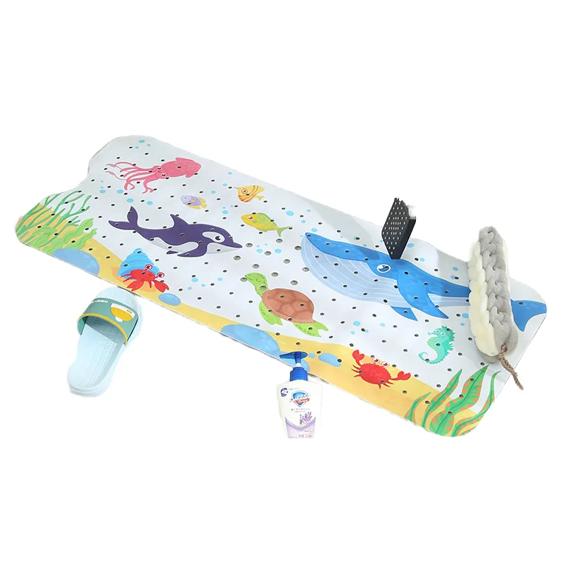 Modern Print Eco-Friendly Anti-Slip PVC Shower Drain Mat Large Home Bath Kitchen Waterproof Floor Mats Suction Cups Bathrooms