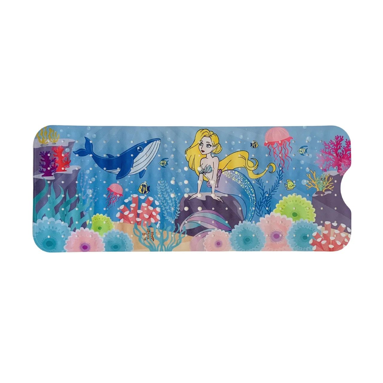 Printed PVC Eco-Friendly Non-Slip Modern Bath Mat with Suction Cups Solid Pattern Custom Design Available for Kids Family Safety