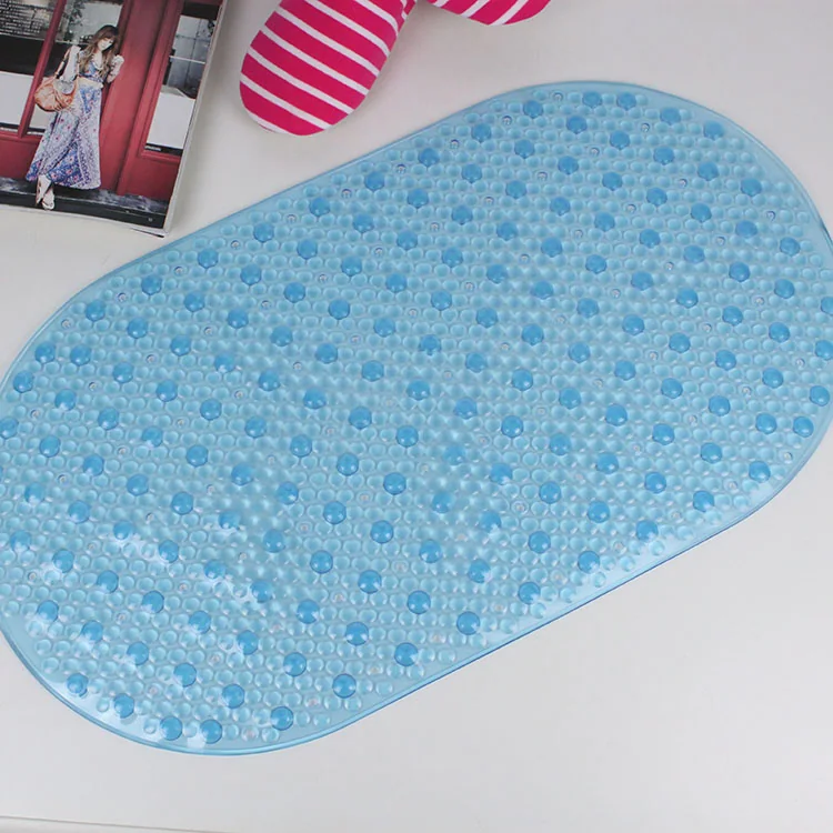 JIAJIELI Clear Non-Slip Classical Soft PVC Oval Bath Mats 69x39CM Eco-Friendly Stocked Machine Made for Home & Commercial Use