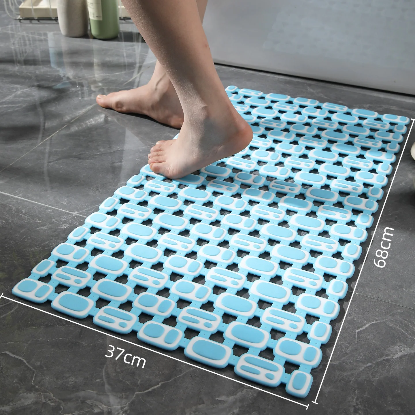 Eco-friendly Bathroom Non-slip Mat Waterproof Shower Foot Pad Hollowed-out Floor Mat Toilet Thickened Fall-proof Insert