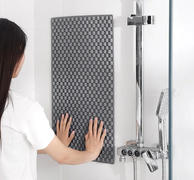 Anti-slip Solid Pattern Shower Mat High Quality PVC Eco-friendly Bathroom Mat Washable Odorless with Suction Cup and Massage
