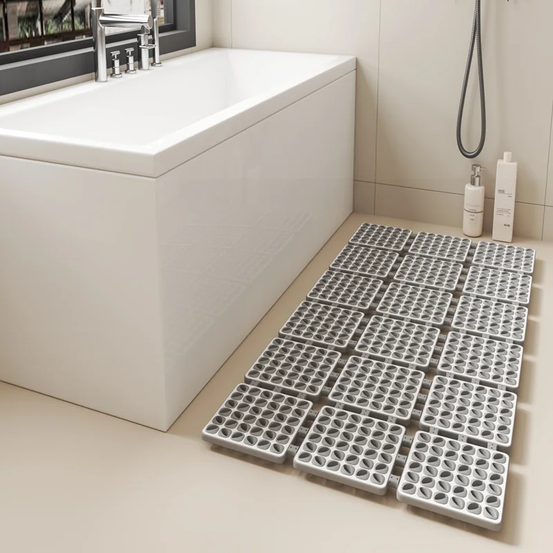 Factory Bathroom PVC Solid Non-slip Shower Floor Mat Eco-Friendly Anti-slip Splicing with Massage Function