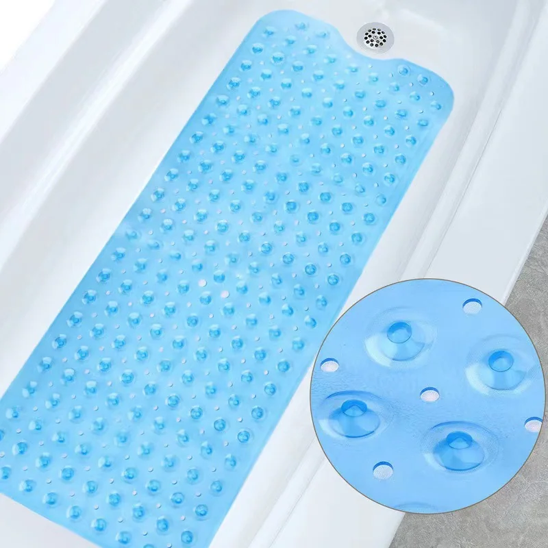 Extra Long 100x40cm Eco-Friendly Modern Anti-Slip Bathroom Shower Mat PVC Non-Skid Solid Design Machine Made