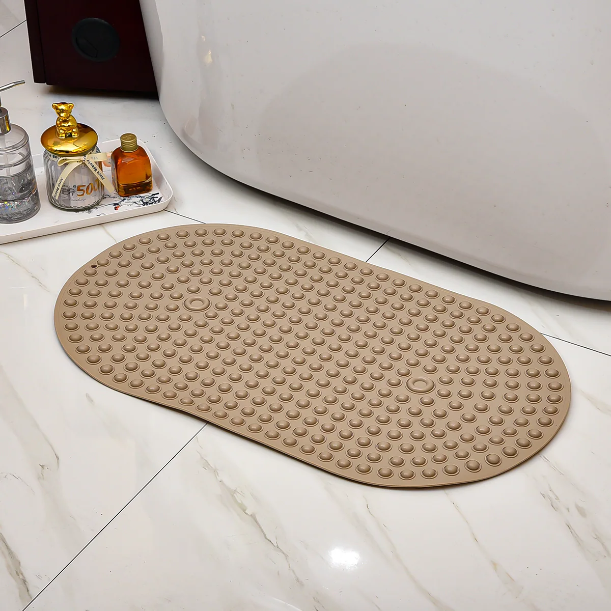 New Customised Non Slip TPE Solid Eco-Friendly Cell Design Hard Massage Bath Mat for Kids Bathroom Shower Tub