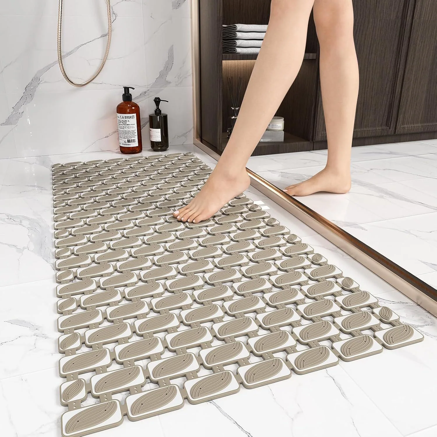 New Design TPE+PP Anti-Slip Square Bath Mat Shower Mat Environmental Protection Anti-Drop Modern for Bathroom Toilet Shower