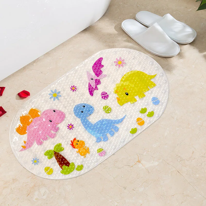 New Solid PVC Eco-Friendly Anti-slip with Suction Sucker Bathroom Shower Mat for Kids Children