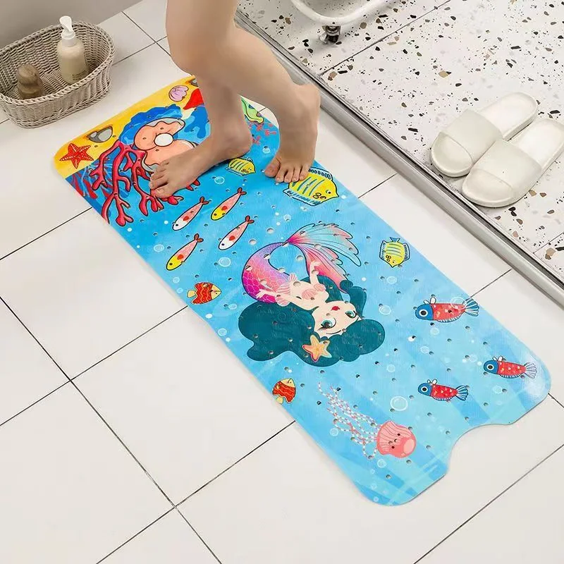 Children Non-Slip Eco-Friendly PVC Bathtub Mats with Cute Cartoon Pattern Waterproof Shower Bath Mat for Home & Hotel Use