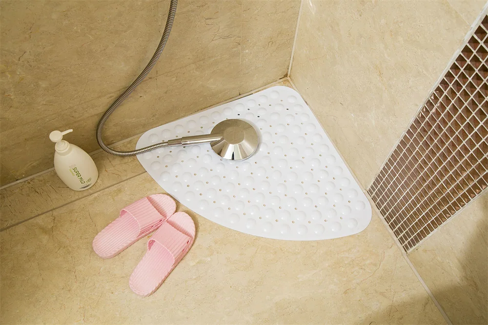 Rectangle Novelty Solid Shower Mat Non Slip PVC Bath Mat with Drain Holes for Bathroom Bathtub