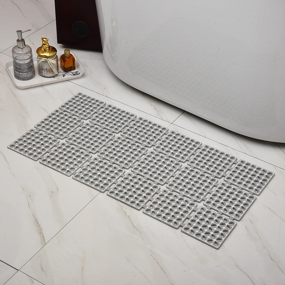 Eco-friendly Odorless TPE Material square Bathroom Non-slip Mat for Bathtub Shower Toilet Areas; Fall-resistant Foot Pad