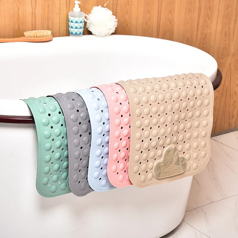 New TPE Solid Eco-Friendly Non-slip Massage Bath Mat with Suction Cups for Hotel & Home Bathroom Shower Room