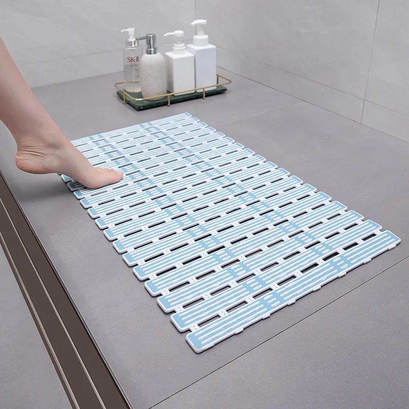 Anti-Slip Waterproof Eco-Friendly Luxury PVC Bathroom Mat Solid Machine-Made Anti-Fall Suction Cup Shower Drainage Floor