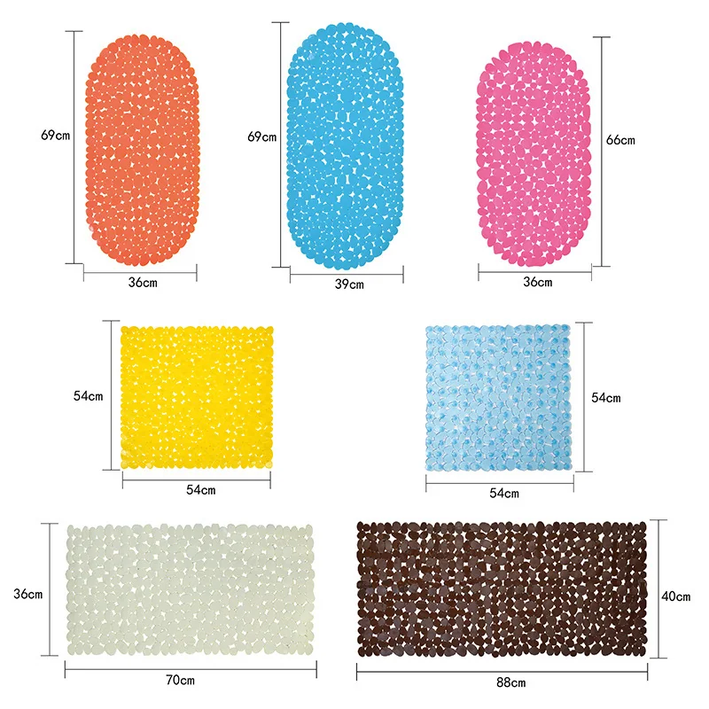 Non Slip Eco-friendly PVC Waterproof Massage Washable Solid Bathroom Shower Room Floor Rug Bath Mat